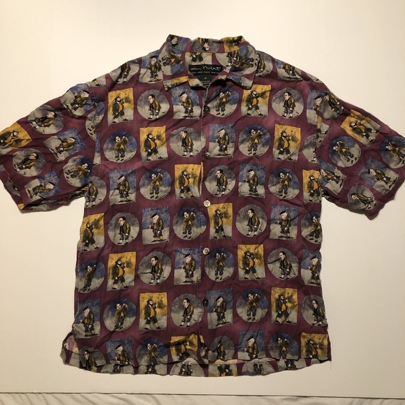 Guy Buffet Other - Guy Buffet Shirt Medium Hawaiian Golf Golfer Signature 100% Silk Mens Painting